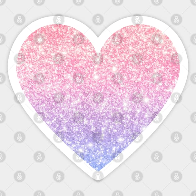 Light Pink and Purple Ombre Faux Glitter Heart Sticker by Felicity-K